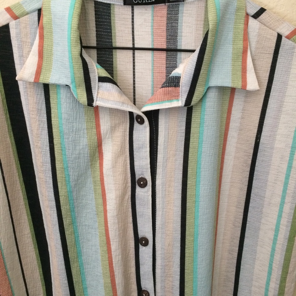 CURE. Button Down Striped Top - Picture 2 of 6